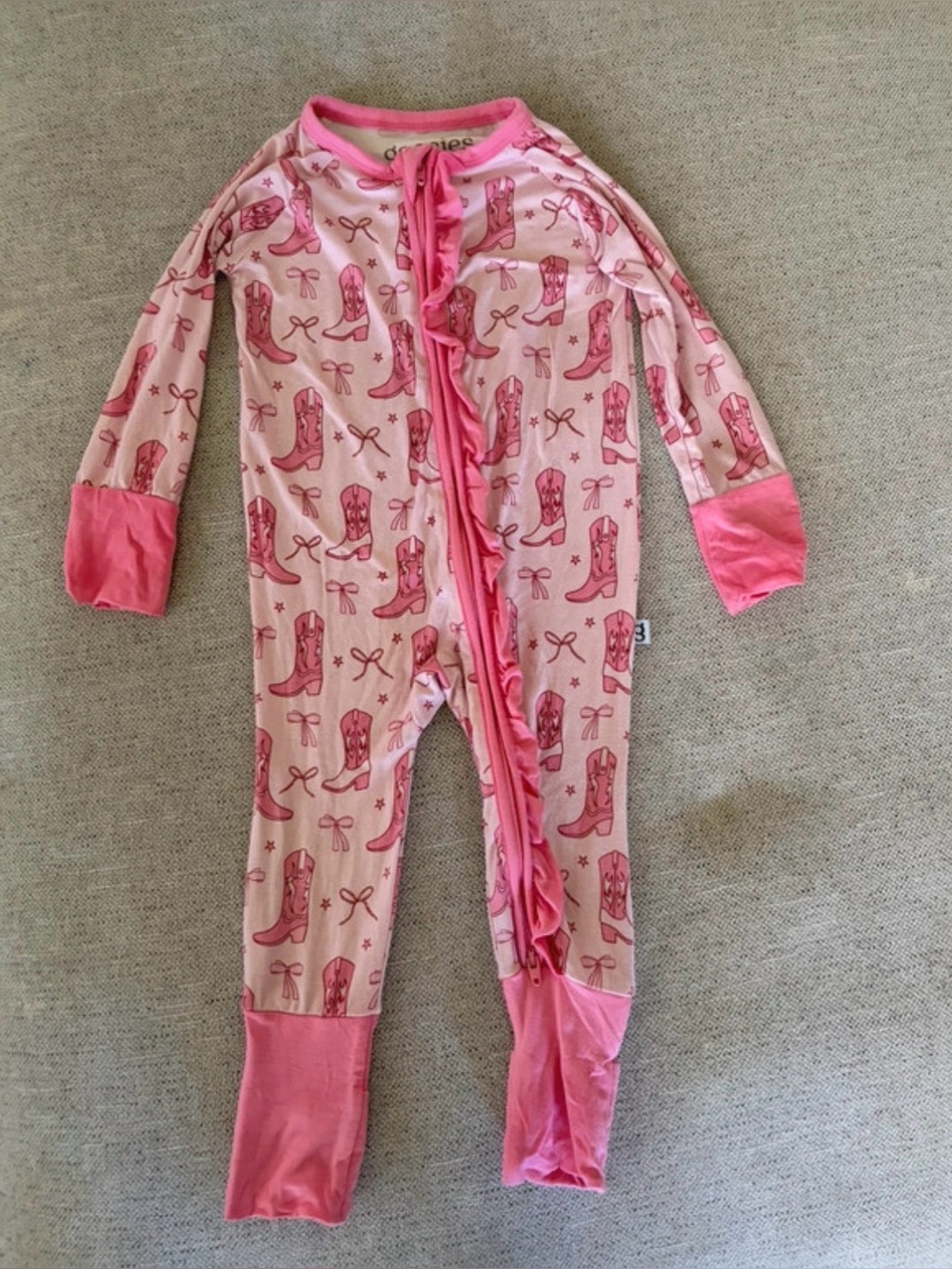 6-12 mo bamboo Cowboy Boot Ruffle Sleeper